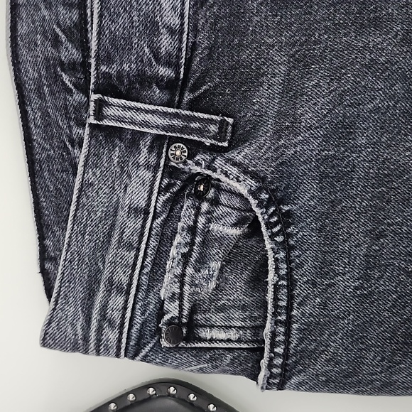 Alice + Olivia Genevive Extreme Distressed Girlfriend Jeans in Past Midnight - Picture 6 of 11